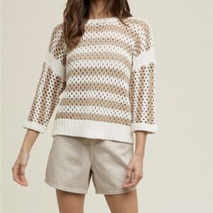 Wishlist Striped Open Knit Sweater